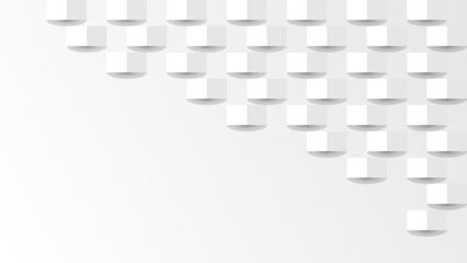 Abstract white background with 3D rectangle shapes and soft shadows, ideal for modern design and presentations,