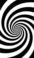Captivating black and white spiral vortex creates a mesmerizing optical illusion, drawing viewers into its hypnotic depth and dynamic motion