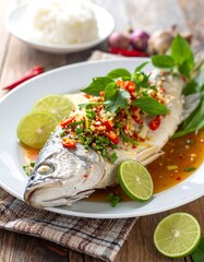 Fish dish with herbs and rice