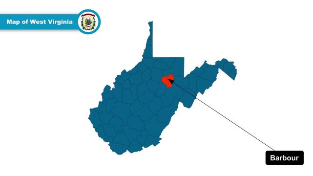 Barbour Map Video, Virginia map, Political Map of Virginia, West Virginia United States, with all states, national flag and borders, travel, education, geography, and global studies.