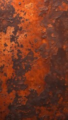  an abstract, textured surface with a predominantly rusty orange and brown color palette. The style is reminiscent of a close-up view of a corroded metal surface