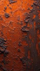  an abstract, textured surface with a predominantly rusty orange and brown color palette. The style is reminiscent of a close-up view of a corroded metal surface