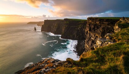 Dramatic sunset over dramatic cliffs