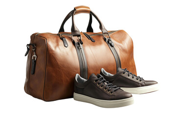 Naklejka premium Exclusive premium leather gym bag for stylish athletes isolated on transparent background