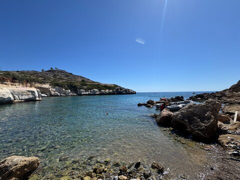 Fokia Bay on a sunny day - Greek Island Of Rhodos, Rhodes, Greece