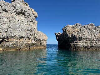 Fototapeta premium rock and sea in greece lovely background