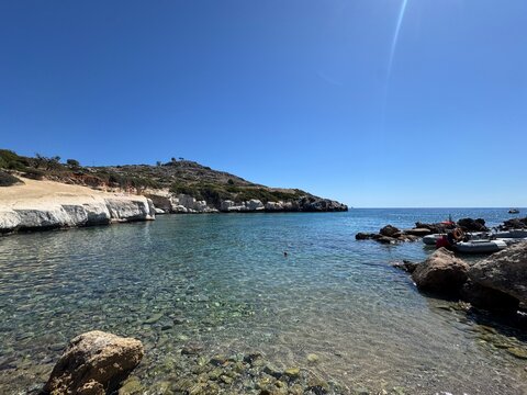Fokia Bay on a sunny day - Greek Island Of Rhodos, Rhodes, Greece