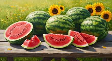 Watermelons in Sunlight A Fresh Outdoor Still Life