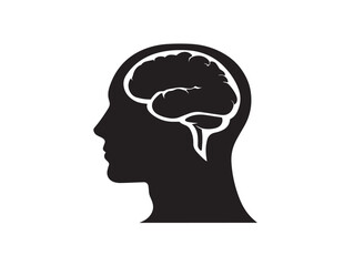 Mind Process silhouette icon vector illustration solid black brain activity and idea