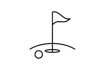 Iconic golf hole and flag symbol, a clean and modern representation of the sport's essential elements for dynamic design projects.