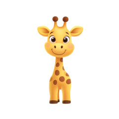 Cute cartoon giraffe with big eyes and spots on white background