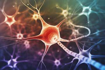 Neurons in dementia, conceptual illustration. Destruction of neurons and neuronal networks.