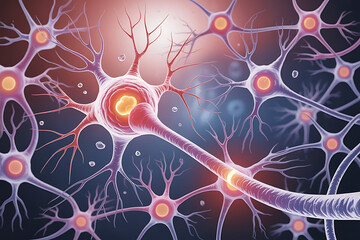 Neurons in dementia, conceptual illustration. Destruction of neurons and neuronal networks.