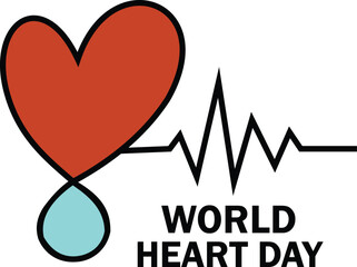 Vector art of world heart day concept with heart and pulse