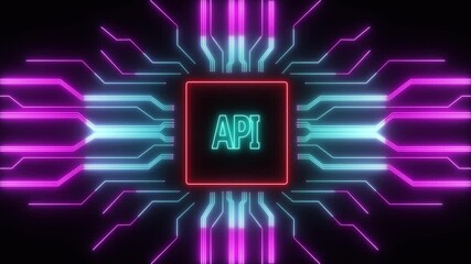 Internet, business, Technology and network concept. API data protection business technology concept on black background. 4k video animation