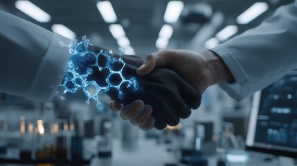 Modern Collaboration Concept with Hands Shaking Enhanced by Digital Effects