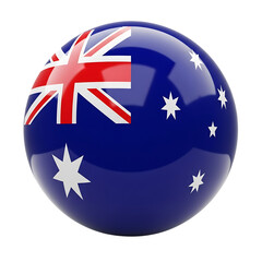 Glossy sphere with australian flag isolated on transparent background