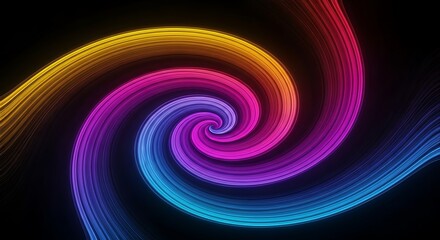 Luminous chromatic vortex rendering against a backdrop of absolute night