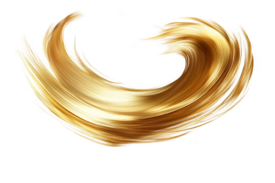 Shiny golden metallic brush stroke isolated on transparent background - Powered by Adobe