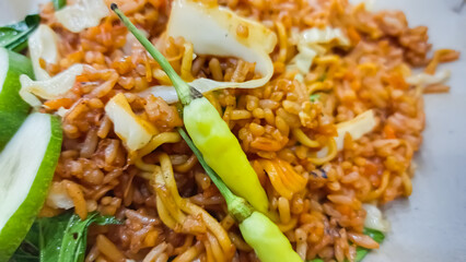 a picture of fried rice or nasi goreng. Indonesia street food