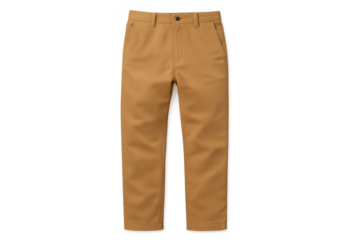 Brown cotton chino pants for men, transparent background