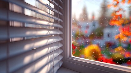 Obraz premium Autumn Day View Through Window With Blinds