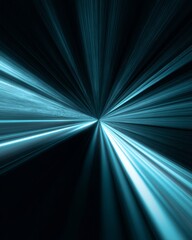 Abstract light speed burst with glowing blue rays on dark background, futuristic digital wallpaper