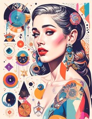 Woman with bold geometric design