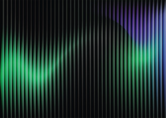 Abstract stereo sound wave background, green and blue vertical lines. Digital vector abstract gradient background with a futuristic glowing light and 3D illusion effect.
