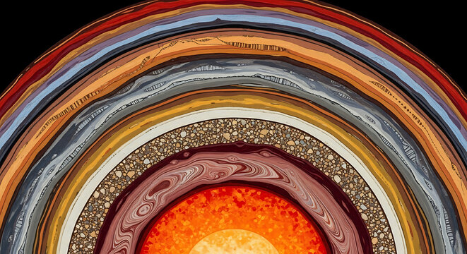 Geological layers of earth planetary science digital artwork abstract environment top view educational concept - Powered by Adobe