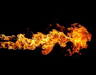 横に長い熱そうな炎の素材