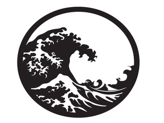 Ocean silhouette icon vector illustration solid black sea and water