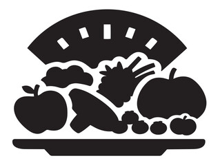 Nutrition silhouette icon vector illustration solid black balanced diet concept