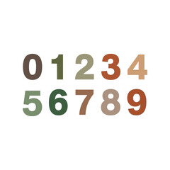 Colorful textured numbers from zero to nine set for counting and design vector