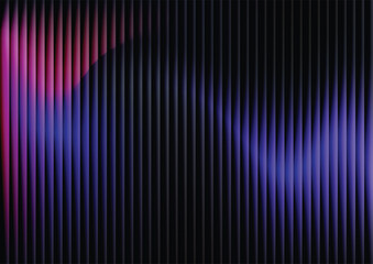 Abstract stereo sound wave background, pink and blue vertical lines. Cyberpunk vector abstract gradient background with a futuristic glowing light and 3D illusion effect.