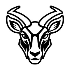 Solid style icon of an antelope head logo