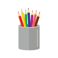 Vibrant colored pencils in holder creative art supplies education back to school drawing vector