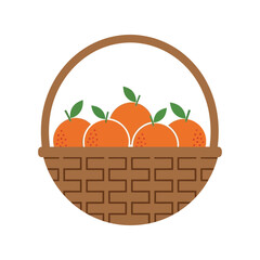 Fresh oranges in woven basket healthy fruit harvest vibrant citrus produce vector