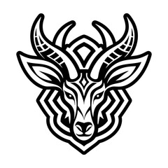 An antelope mascot icon in glyph style