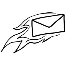 Line Art Envelope with Flame Illustration