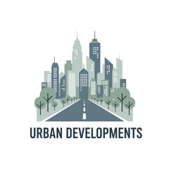 Fototapeta premium city urban development construction project tall build road park 