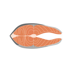 Fresh salmon steak cut raw seafood ingredient healthy protein food cuisine vector