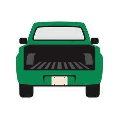 Green pickup truck rear view open bed transportation vehicle vector © azad