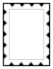 Rectangle frame with stepped pattern. Decorative border with seamless repeated staircase-like motif, similar to step pyramids, battlements or gears as it was used in the art of Native American tribes.