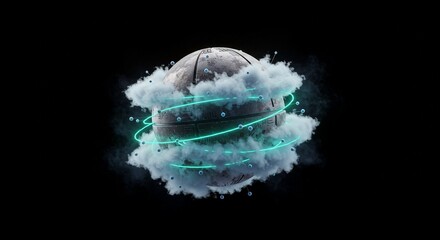 Experience the future of data with this stunning digital sphere surrounded by ethereal clouds and glowing network connections, showcasing advanced technology and global connectivity