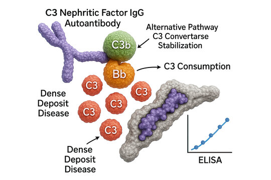 Immunological Mechanism of Dense Deposit Disease - C3 Nephritic Factor IgG Autoantibody Interaction