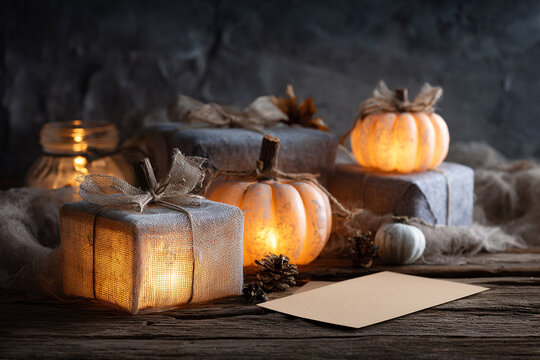 jack o lantern with pumpkin gifts