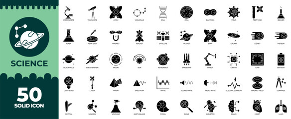 Collection of Science Solid Icon Set