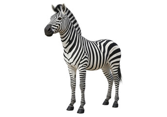 Isolated majestic zebra standing gracefully a beautiful African wildlife mammal with striking black and white stripes full body studio shot