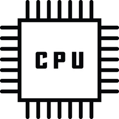 Modern central processing unit cpu chip icon for technology and computing concepts